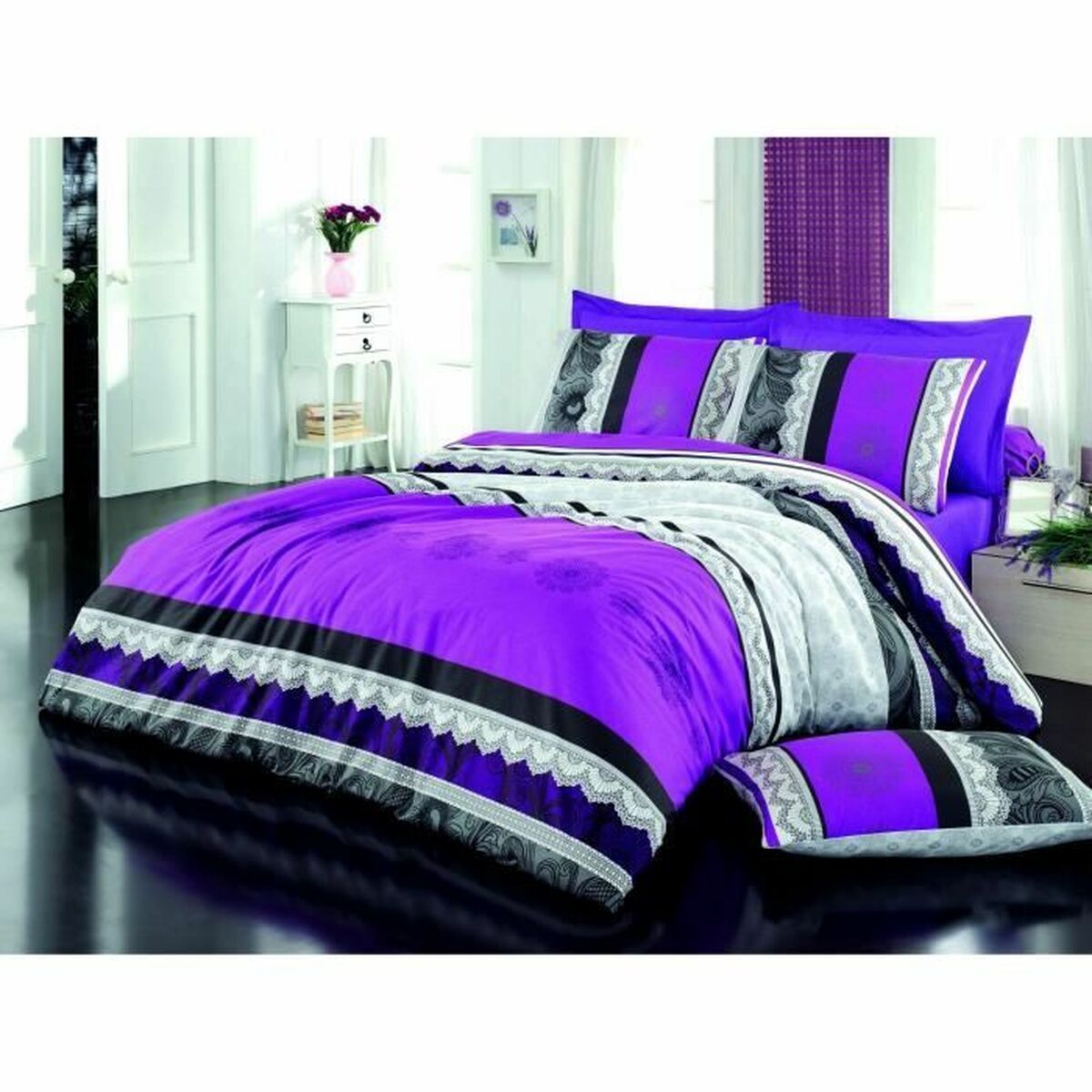 Duvet cover set Purple Super king 3 Pieces-5