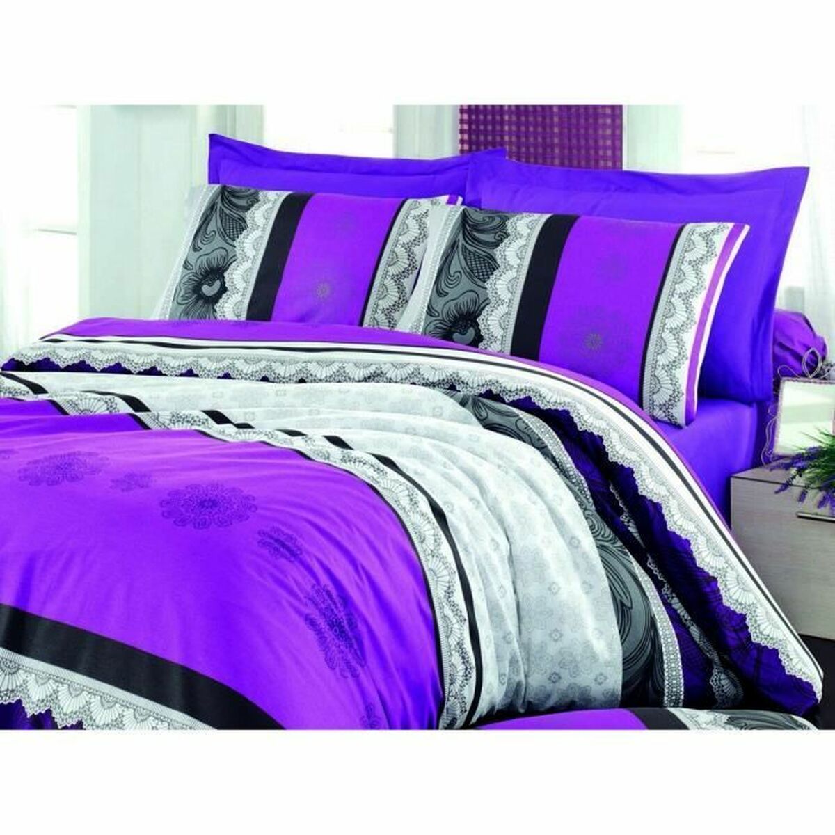 Duvet cover set Purple Super king 3 Pieces-4