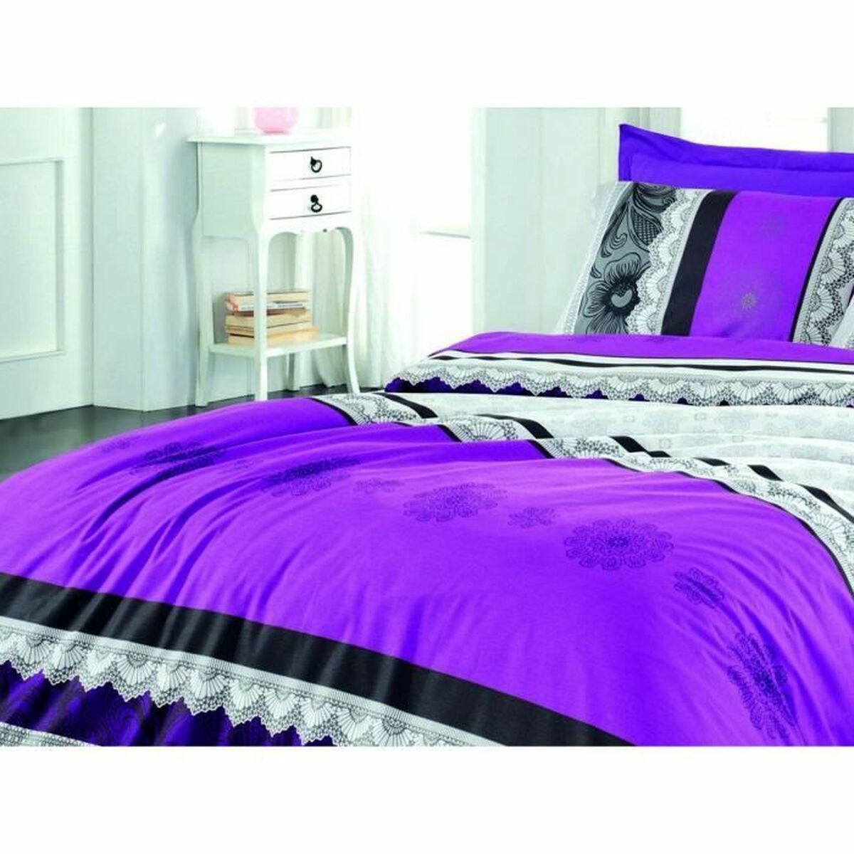 Duvet cover set Purple Super king 3 Pieces-3