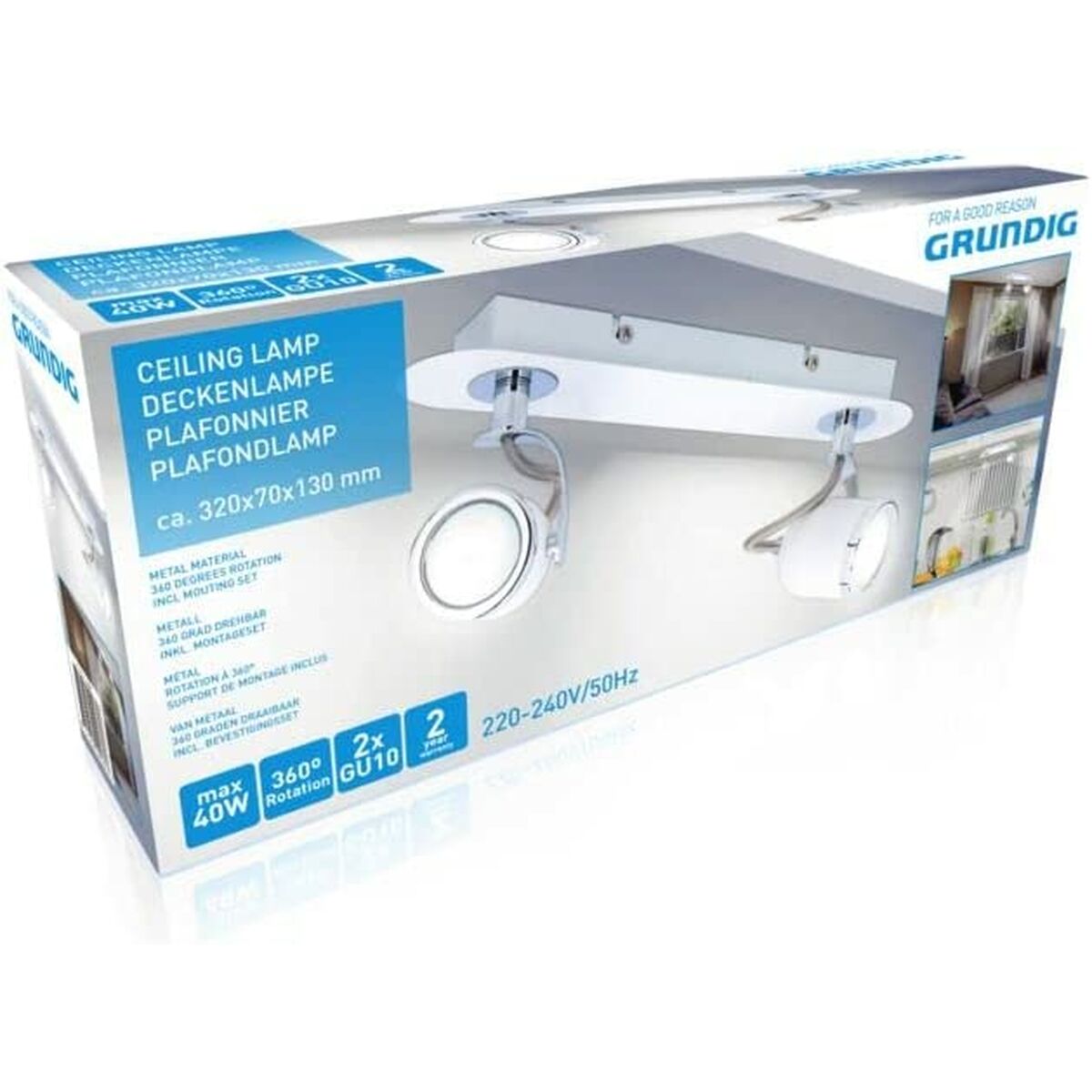 Ceiling Light Grundig 871125209961 White Metal 50 W 8 x 13 x 31 cm 360º-1