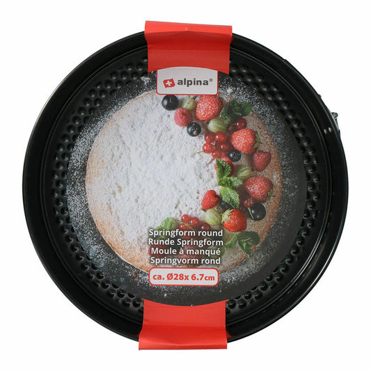 Cake Mould Alpina Non-slip Circular Black Steel Ø 28 x 6,7 cm-1