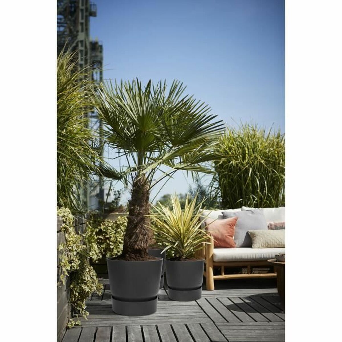 Plant pot Elho Black Plastic Circular Modern Ø 47 cm-1