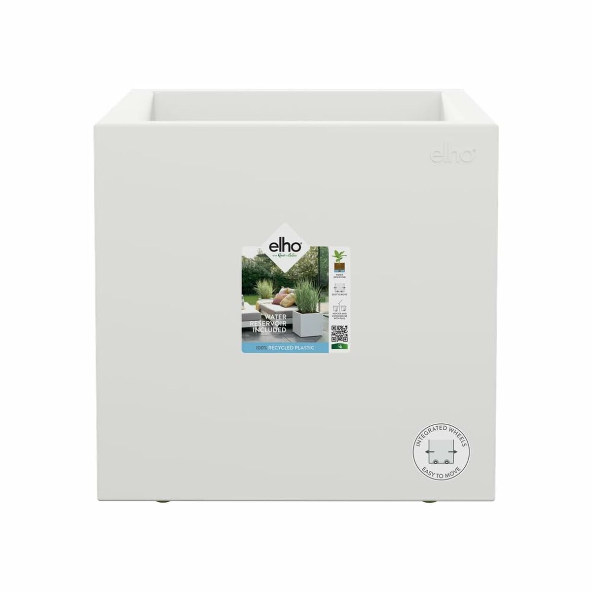 Plant pot Elho 29,5 x 29,5 x 49,5 cm White Plastic Squared Modern-2