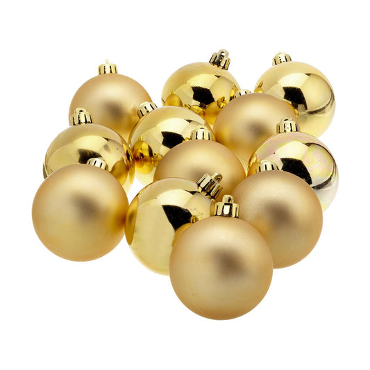 Christmas Baubles Decoris Golden Plastic 12 Units-0