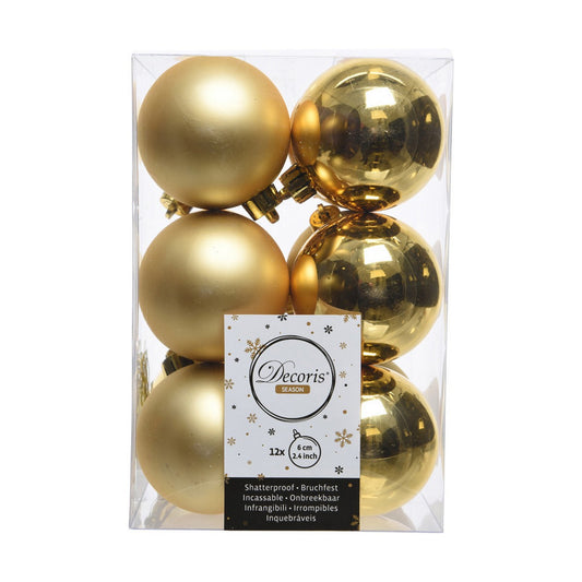 Christmas Baubles Decoris Golden Plastic 12 Units-1