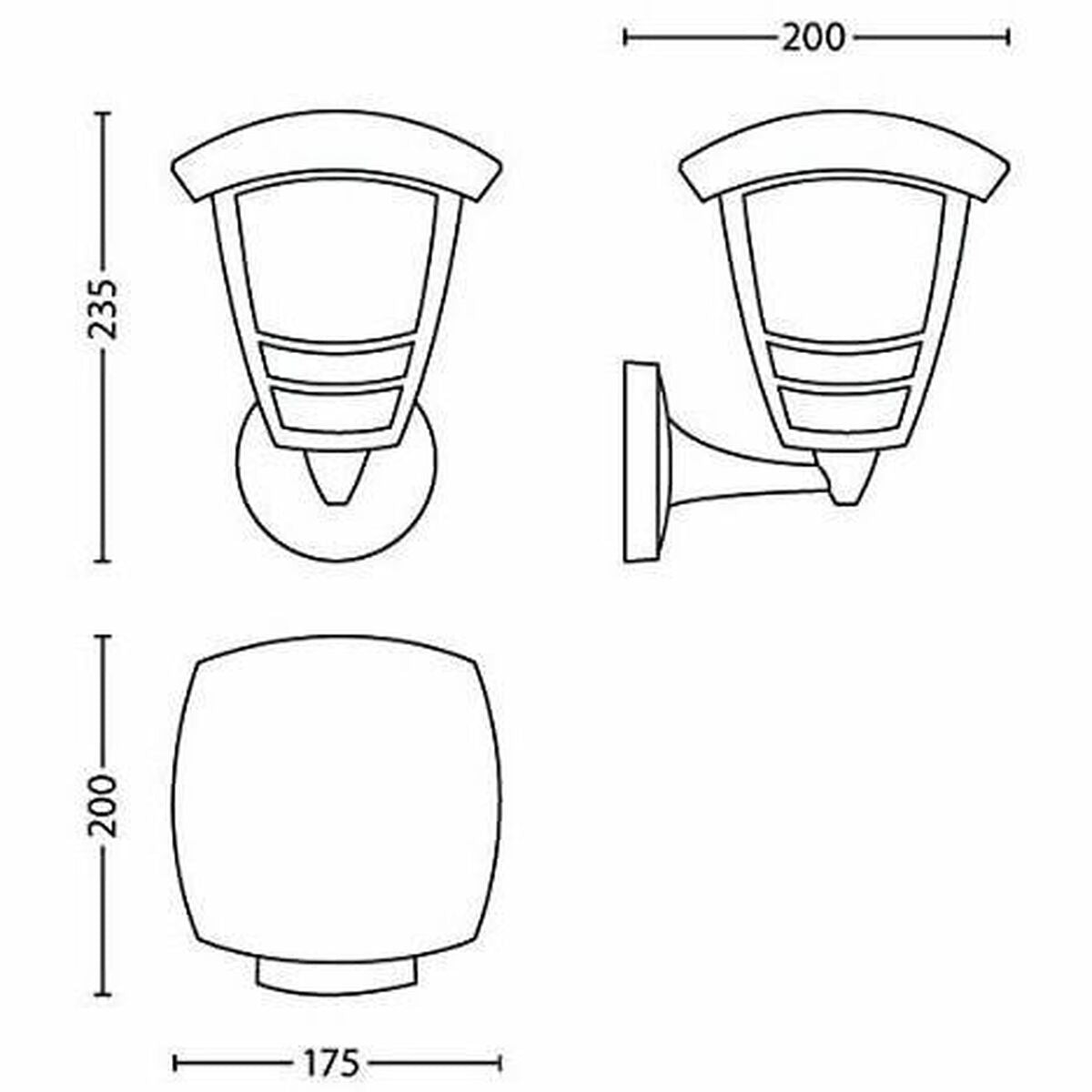 Wall Light Philips My Garden Creek Black Aluminium A 60 W E27-3