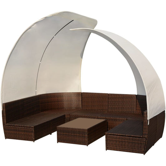 vidaXL Patio Furniture Set 9 Piece Sectional Sofa with Coffee Table Rattan-1