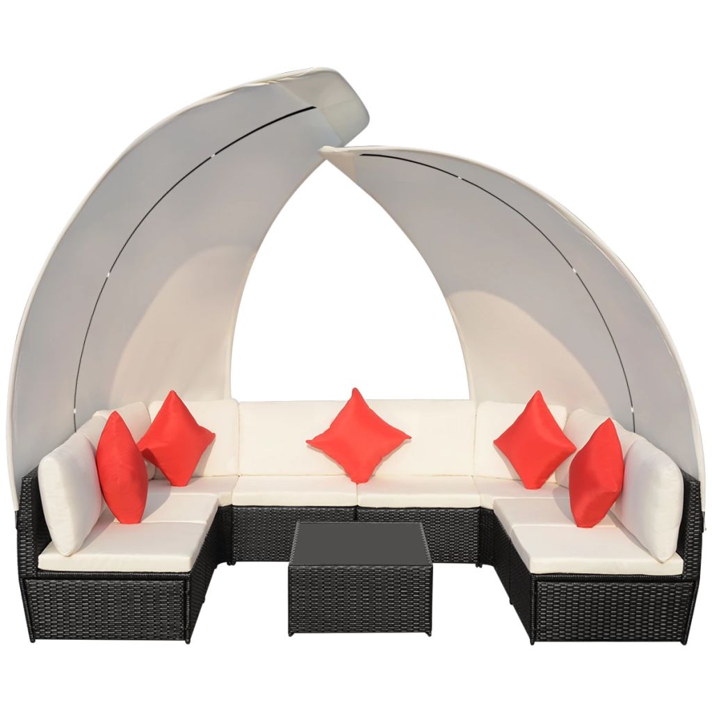 vidaXL Patio Furniture Set 9 Piece Sectional Sofa with Coffee Table Rattan-3