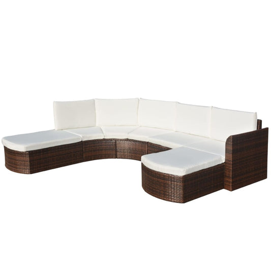 vidaXL Patio Furniture Set 4 Piece Sectional Couch Outdoor Sofa Poly Rattan-1