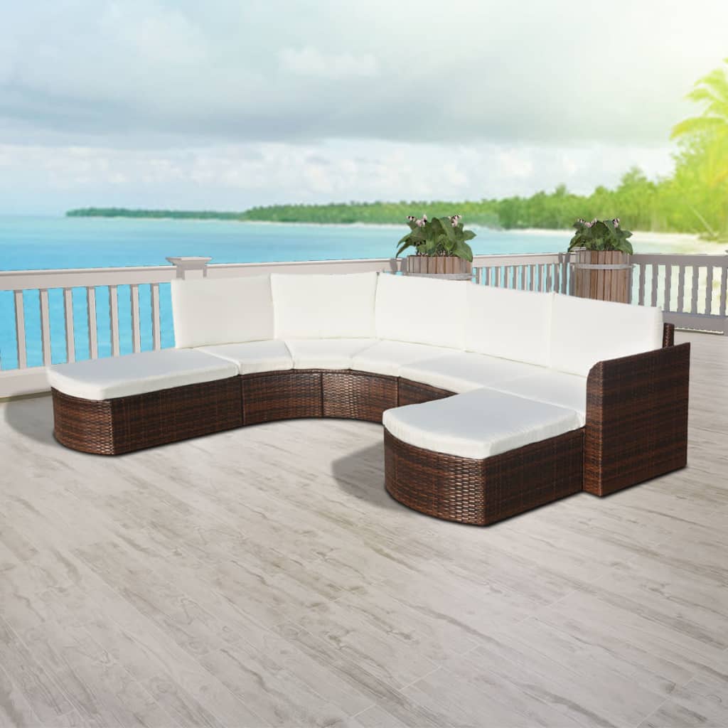 vidaXL Patio Furniture Set 4 Piece Sectional Couch Outdoor Sofa Poly Rattan-3