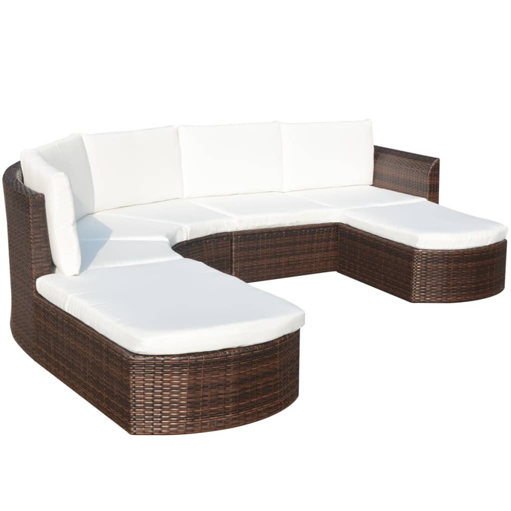 vidaXL Patio Furniture Set 4 Piece Sectional Couch Outdoor Sofa Poly Rattan-2