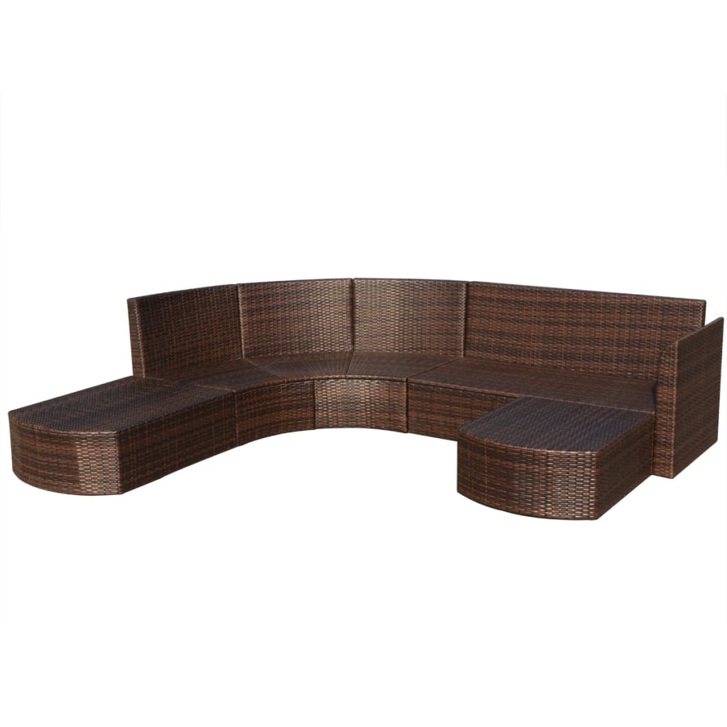 vidaXL Patio Furniture Set 4 Piece Sectional Couch Outdoor Sofa Poly Rattan-4
