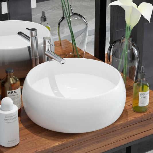 NNEVL Basin Round Ceramic White 40x15 cm-0