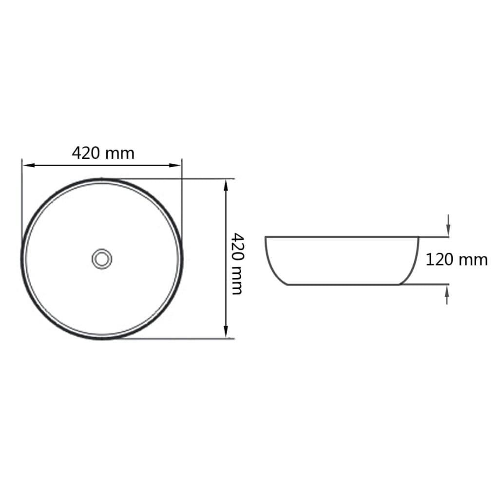 NNEVL Basin Round Ceramic White 42x12 cm-4
