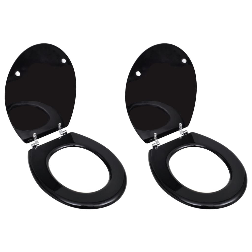 NNEVL Toilet Seats with Lids 2 pcs MDF Black-0
