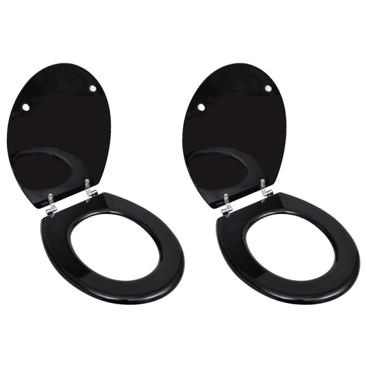 NNEVL Toilet Seats with Lids 2 pcs MDF Black-0