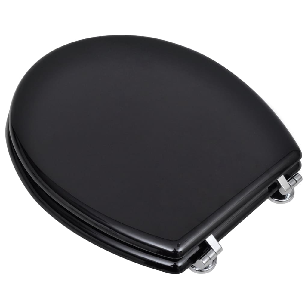 NNEVL Toilet Seats with Lids 2 pcs MDF Black-2