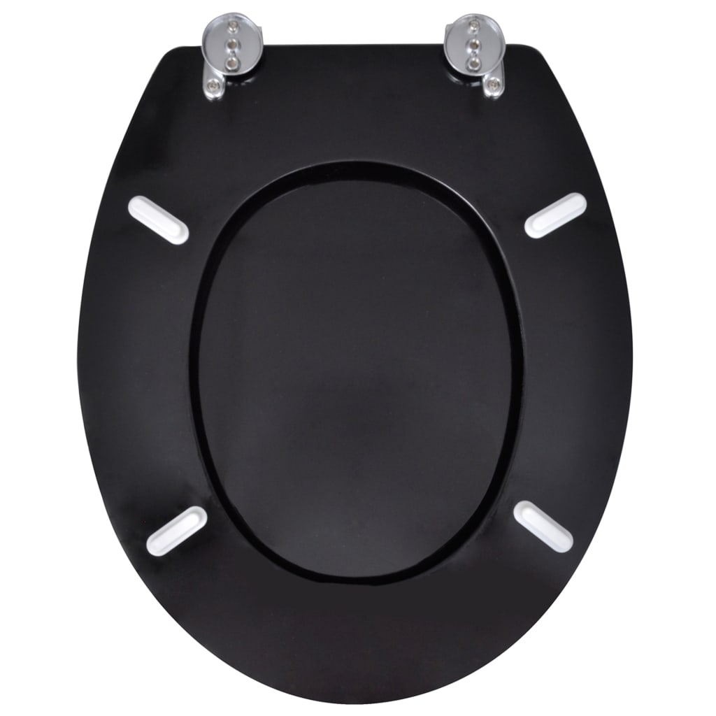 NNEVL Toilet Seats with Lids 2 pcs MDF Black-4