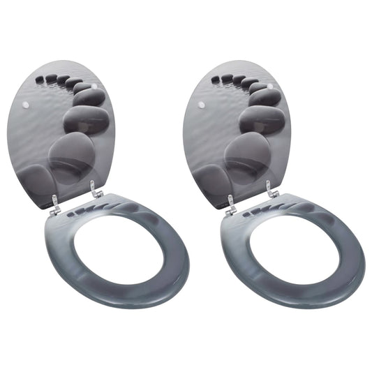 NNEVL Toilet Seats with Lids 2 pcs MDF Stones-0