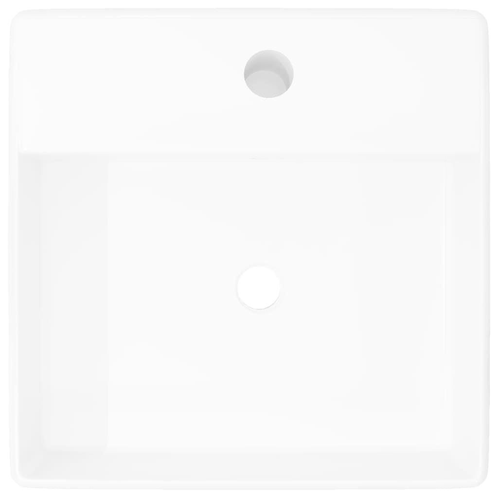 NNEVL Ceramic Basin Square with Overflow and Faucet Hole 41 x 41 cm-2