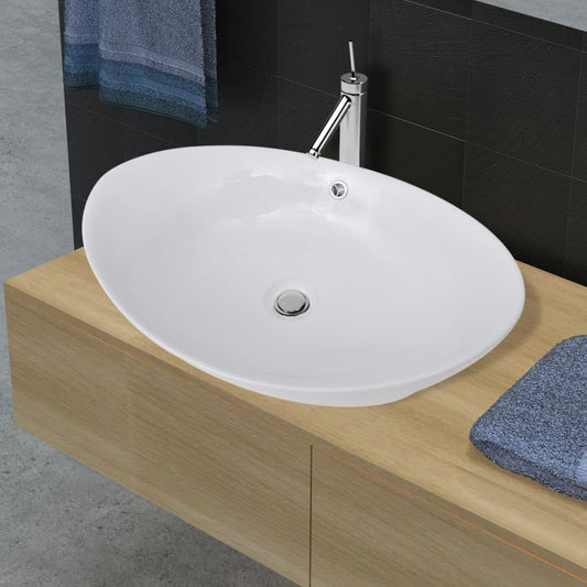 NNEVL Luxury Ceramic Basin Oval with Overflow 59 x 38.5 cm-0