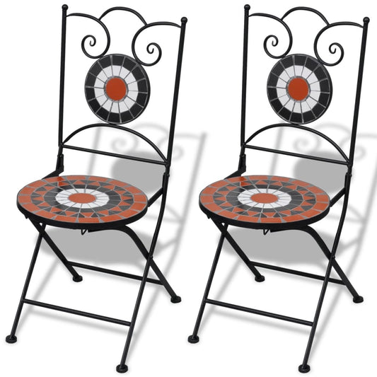 vidaXL Folding Bistro Chairs 2 Pcs Outdoor Garden Chair Furniture Ceramic-1
