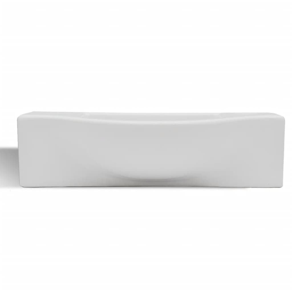NNEVL Ceramic Bathroom Sink Basin with Faucet Hole White-3