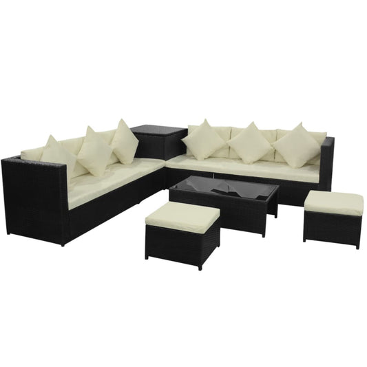 vidaXL Patio Furniture Set Conversation Set Sectional Sofa with Table Rattan-0