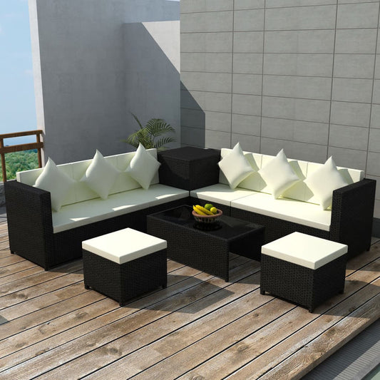 vidaXL Patio Furniture Set Conversation Set Sectional Sofa with Table Rattan-1