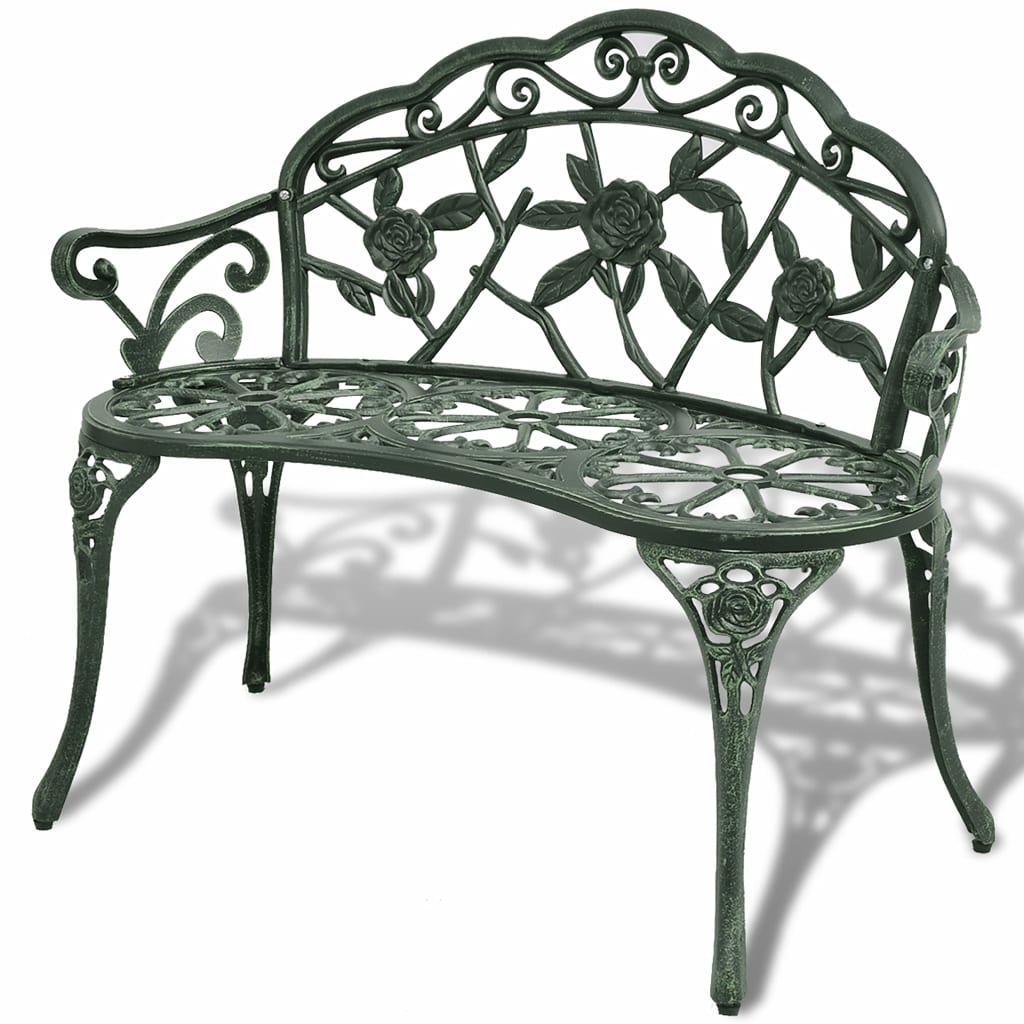 vidaXL Outdoor Patio Bench Garden Bench Furniture with Armrests Cast Aluminum-1