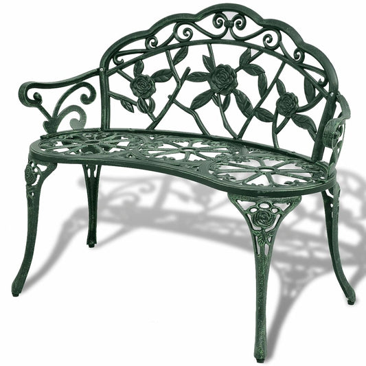 vidaXL Outdoor Patio Bench Garden Bench Furniture with Armrests Cast Aluminum-1