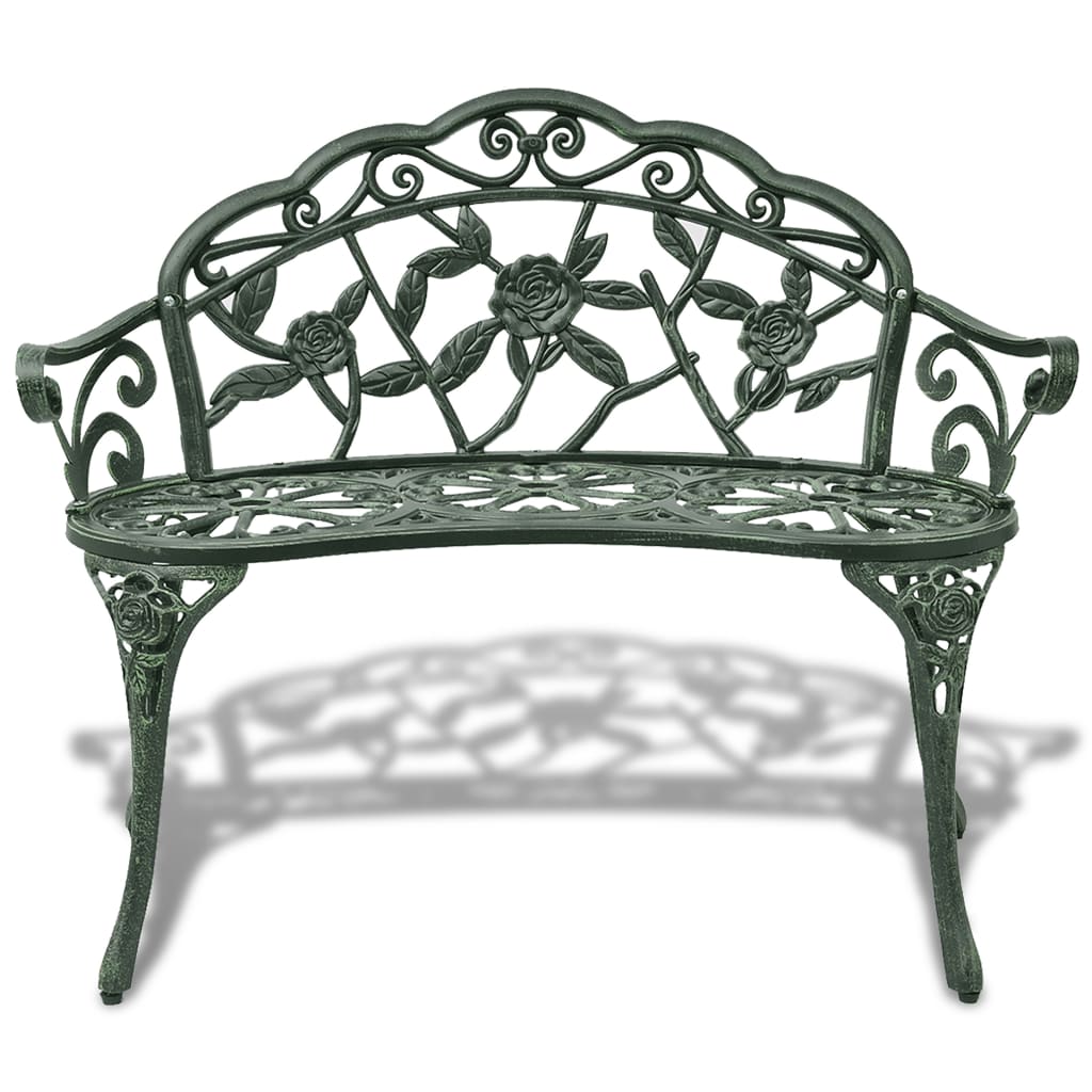 vidaXL Outdoor Patio Bench Garden Bench Furniture with Armrests Cast Aluminum-4
