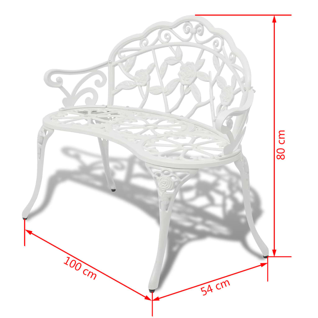 vidaXL Outdoor Patio Bench Garden Bench Furniture with Armrests Cast Aluminum-2
