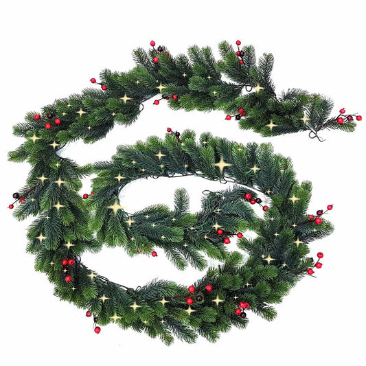 Wreath of LED Lights Lumineo Imperial Soft green 6,1 m 270 x 12 cm White-0