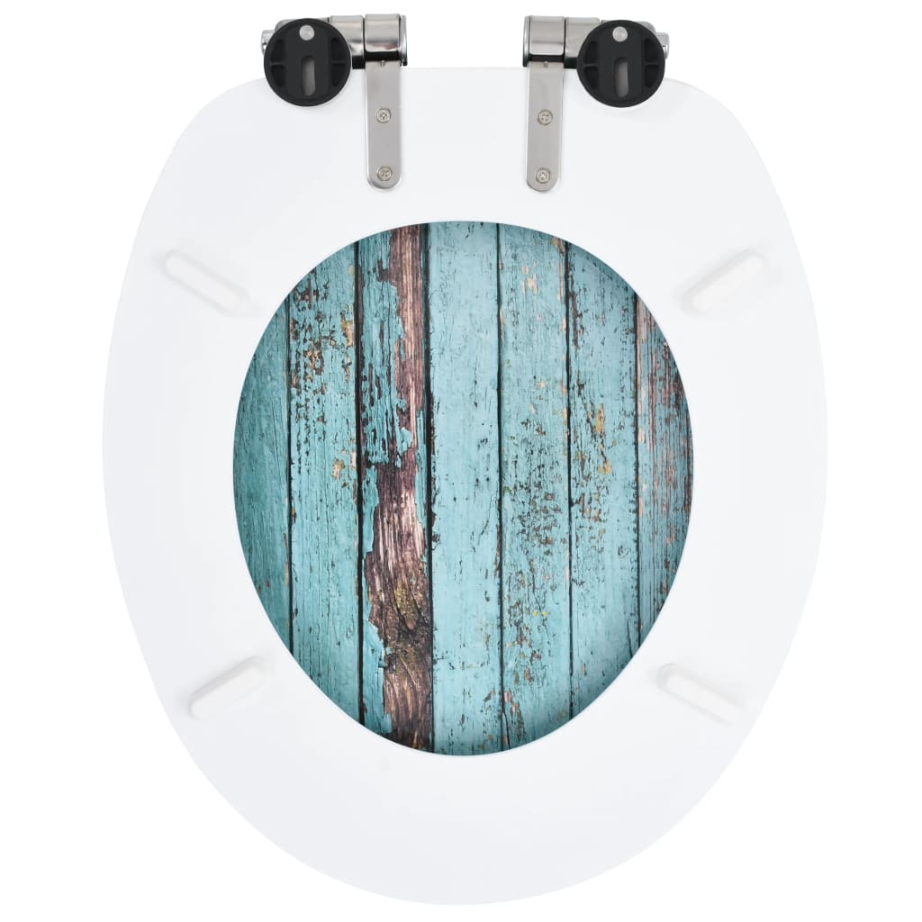 NNEVL WC Toilet Seats 2 pcs with Soft Close Lids MDF Old Wood Design-4