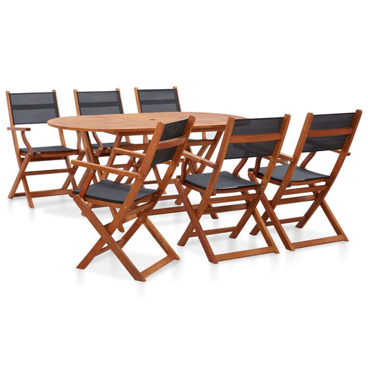 vidaXL Patio Dining Set Outdoor Furniture Solid Wood Eucalyptus and Textilene-0