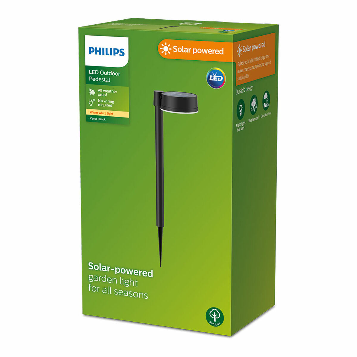 Solar garden lights Philips Vynce 1,5 W 11,2 x 14,2 x 54 cm Black Plastic Circular (2700 K) (Soft green) (1 Unit)-2