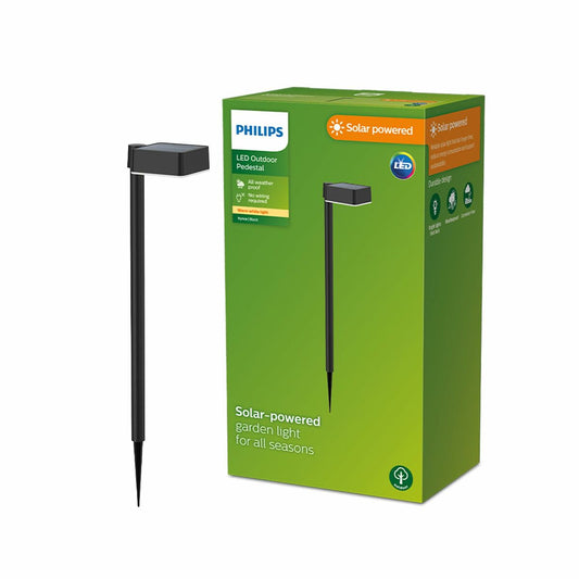 Solar garden lights Philips Vynce 1,5 W 10,5 x 13,5 x 54 cm Black Plastic Squared (2700 K) (Soft green) (1 Unit)-0