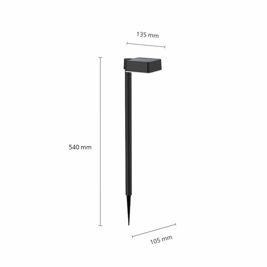 Solar garden lights Philips Vynce 1,5 W 10,5 x 13,5 x 54 cm Black Plastic Squared (2700 K) (Soft green) (1 Unit)-1