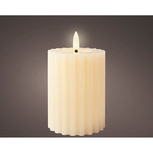 LED Candle Lumineo Beige Ø 7,5 x 12,3 cm With relief (AAA)-1