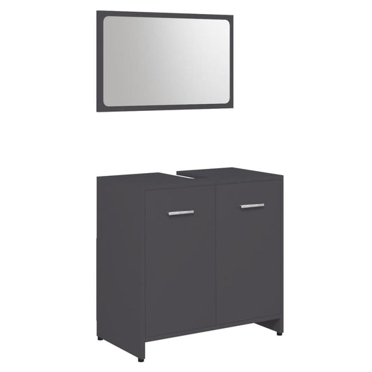 NNEVL Bathroom Furniture Set Grey Chipboard-1