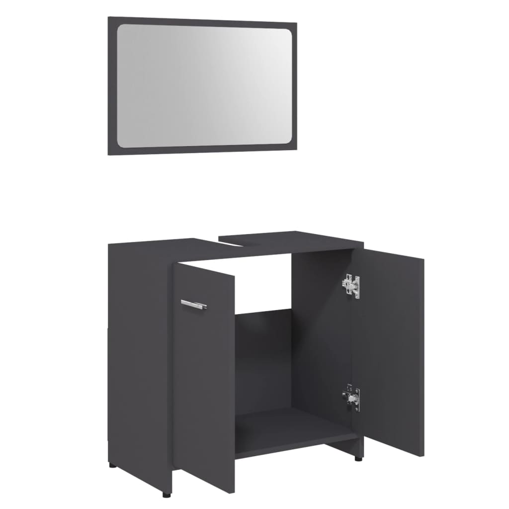 NNEVL Bathroom Furniture Set Grey Chipboard-4