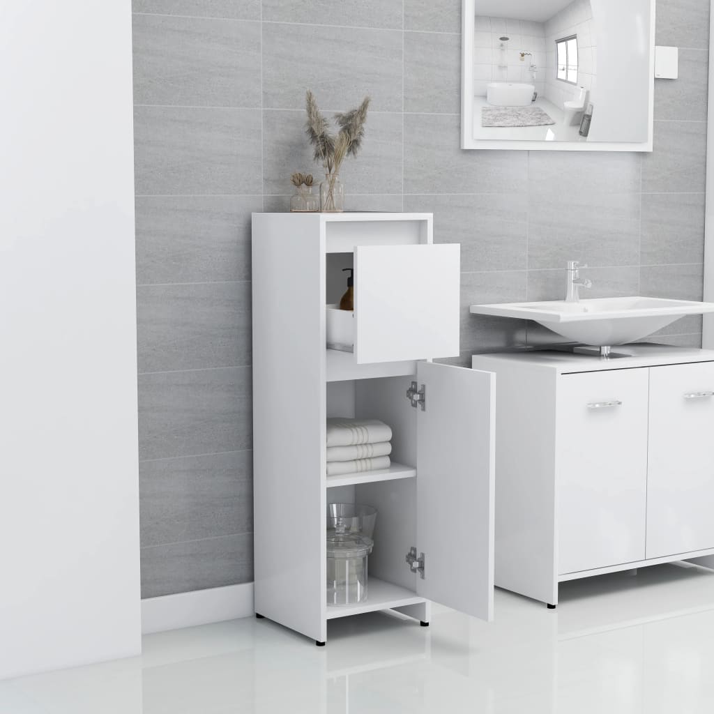 NNEVL Bathroom Cabinet White 30x30x95 cm Chipboard-2