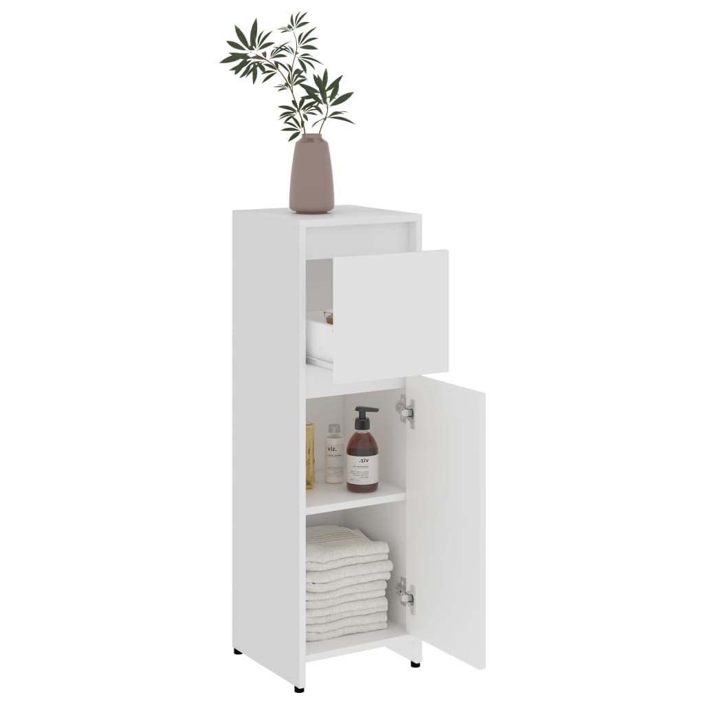 NNEVL Bathroom Cabinet White 30x30x95 cm Chipboard-4
