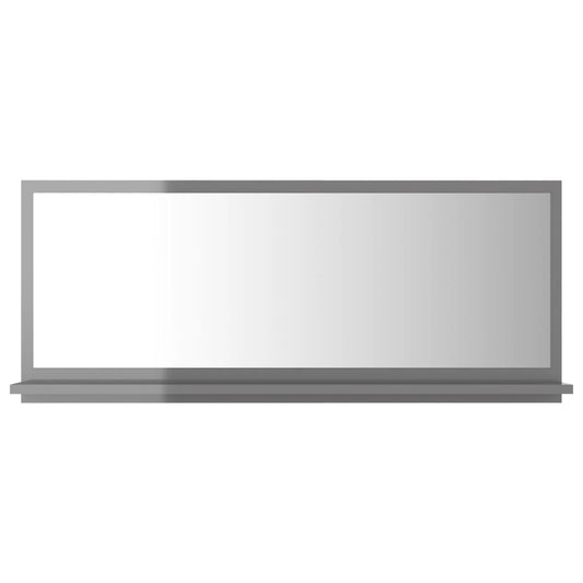 NNEVL Bathroom Mirror High Gloss Grey 90cm Chipboard-1