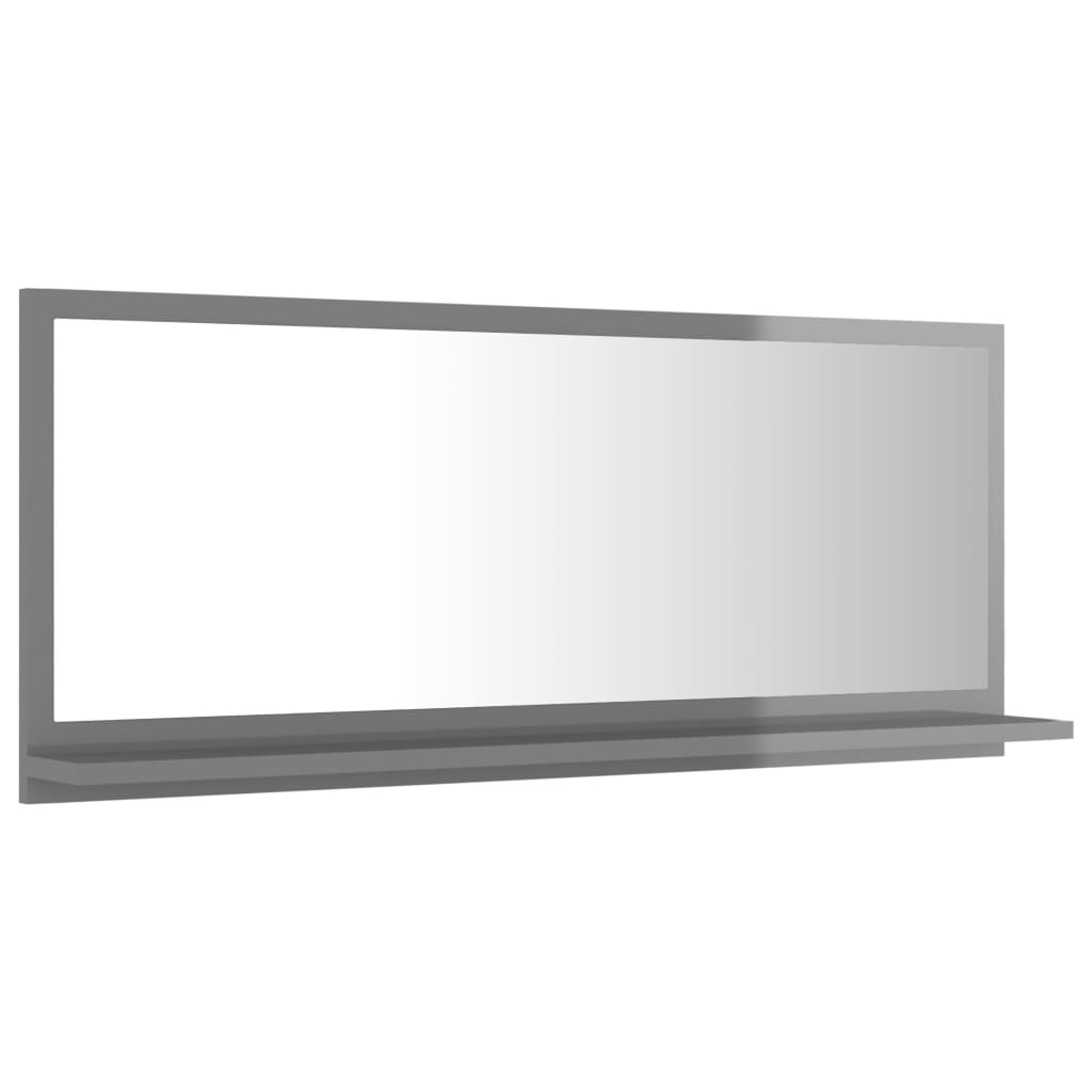 NNEVL Bathroom Mirror High Gloss Grey 90cm Chipboard-4