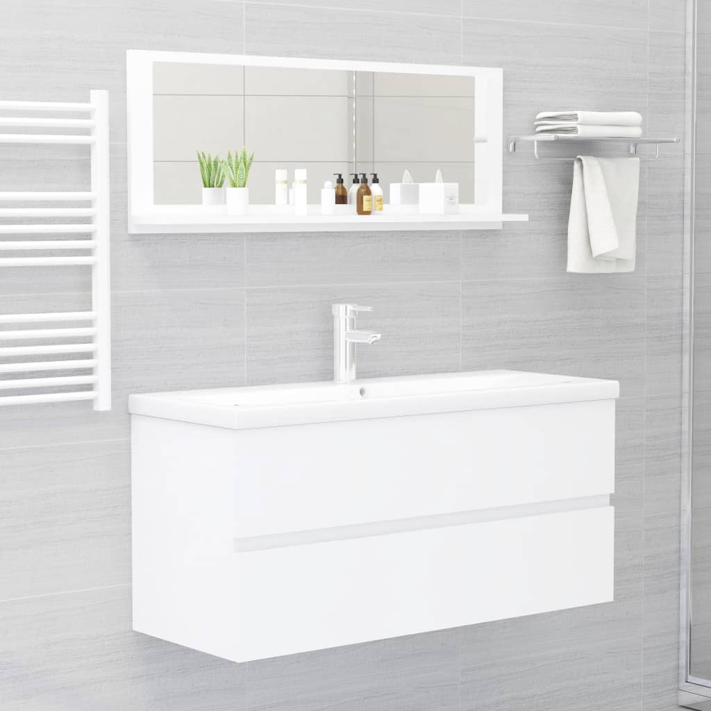 NNEVL Bathroom Mirror White 100cm Chipboard-3