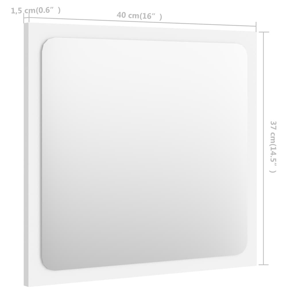 NNEVL Bathroom Mirror White 40x1.5x37 cm Chipboard-4