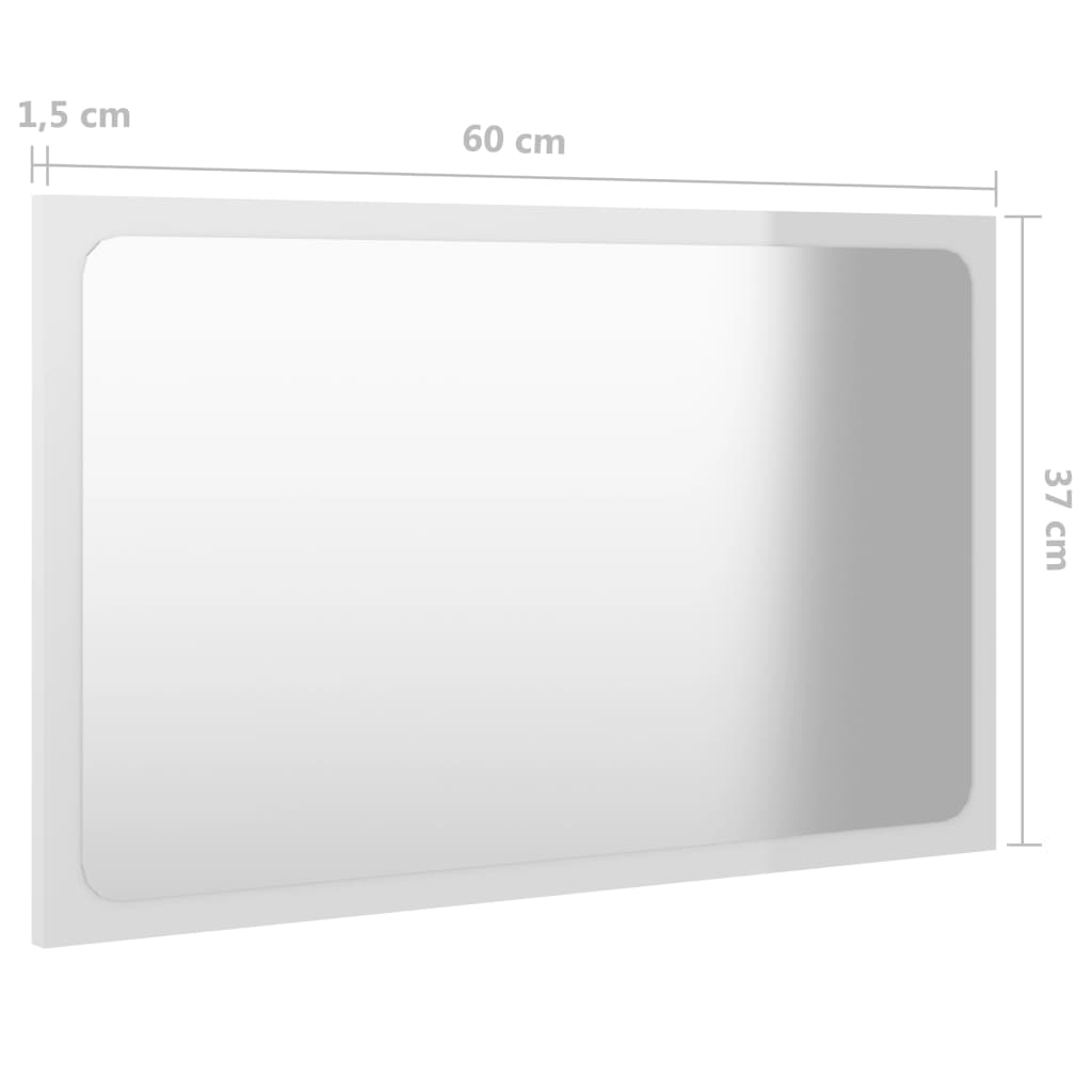 NNEVL Bathroom Mirror High Gloss White 60x1.5x37 cm Chipboard-4