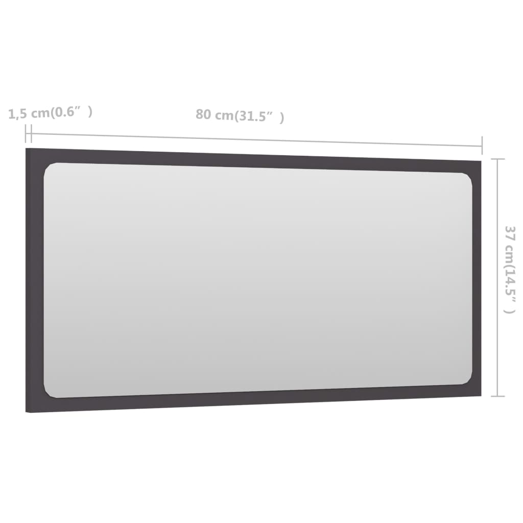 NNEVL Bathroom Mirror Grey 80x1.5x37 cm Chipboard-4